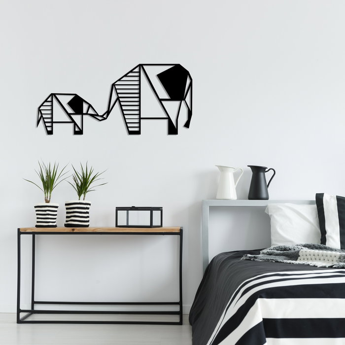 Wallity Elephant 3 Escultura de Pared de Metal Negra